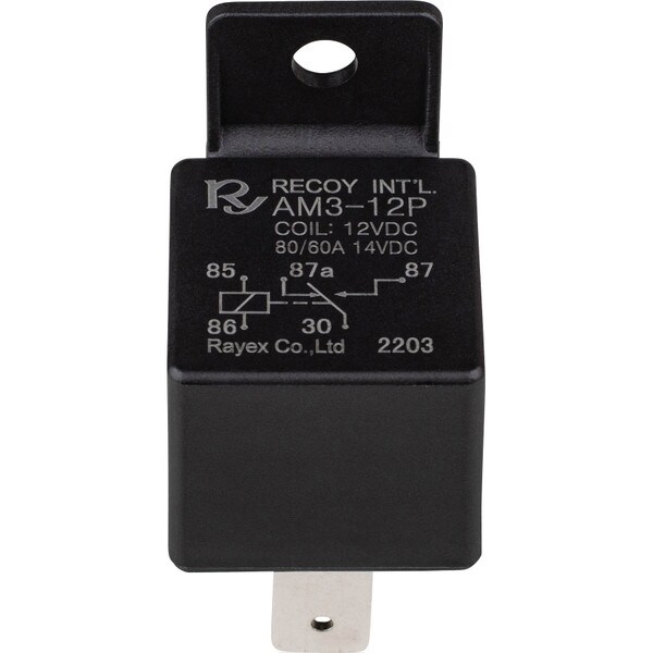 Main product image for High current automotive 80A 12 VDC 5-Pin Bosch Type Relay with Tinned Terminals330-082